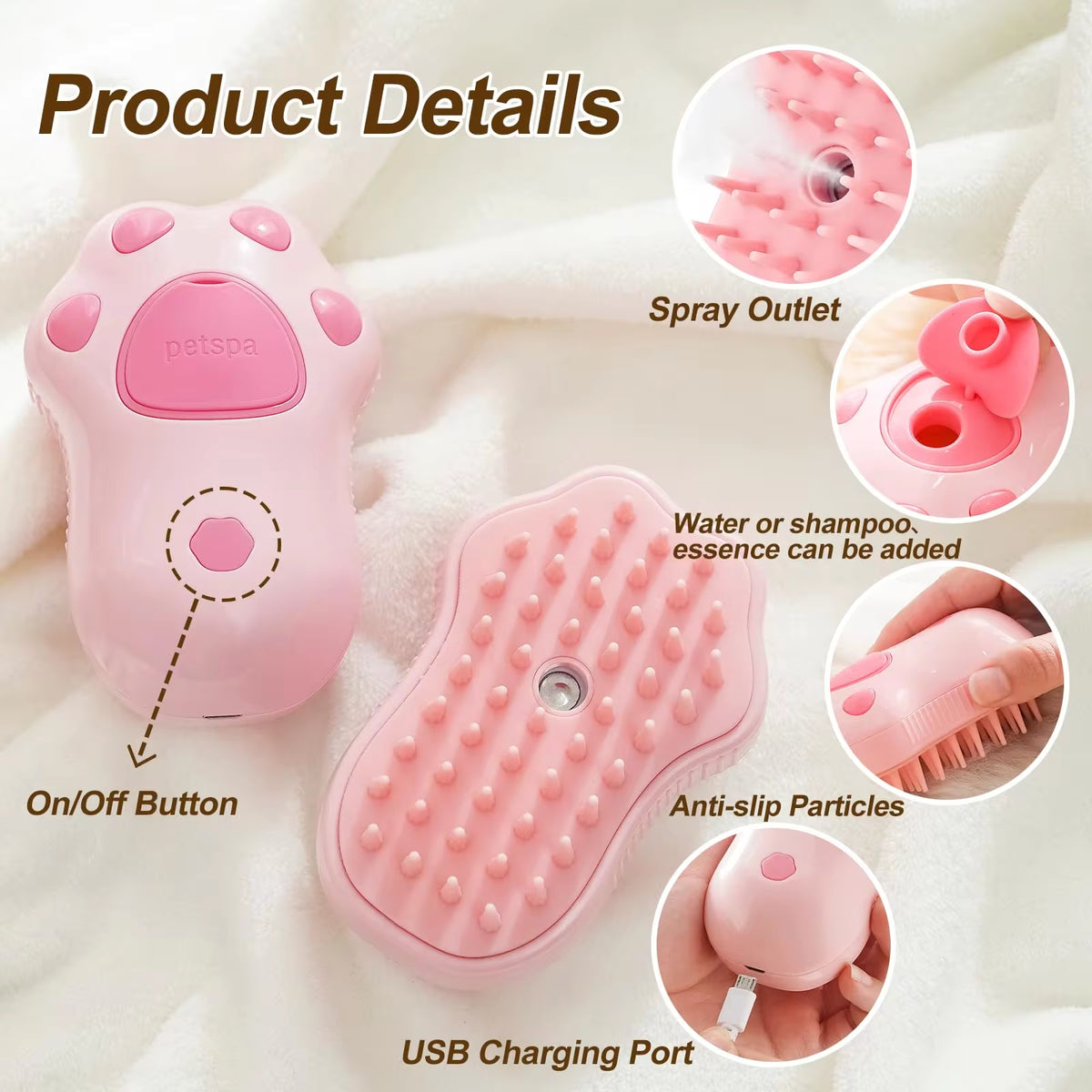 Cepillo De Vapor 3 En 1 Para Perros Y Gatos Mimo